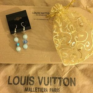 🌷FINAL PRICE🌷 BLUE JADE & CRYSTAL EARRINGS NWT